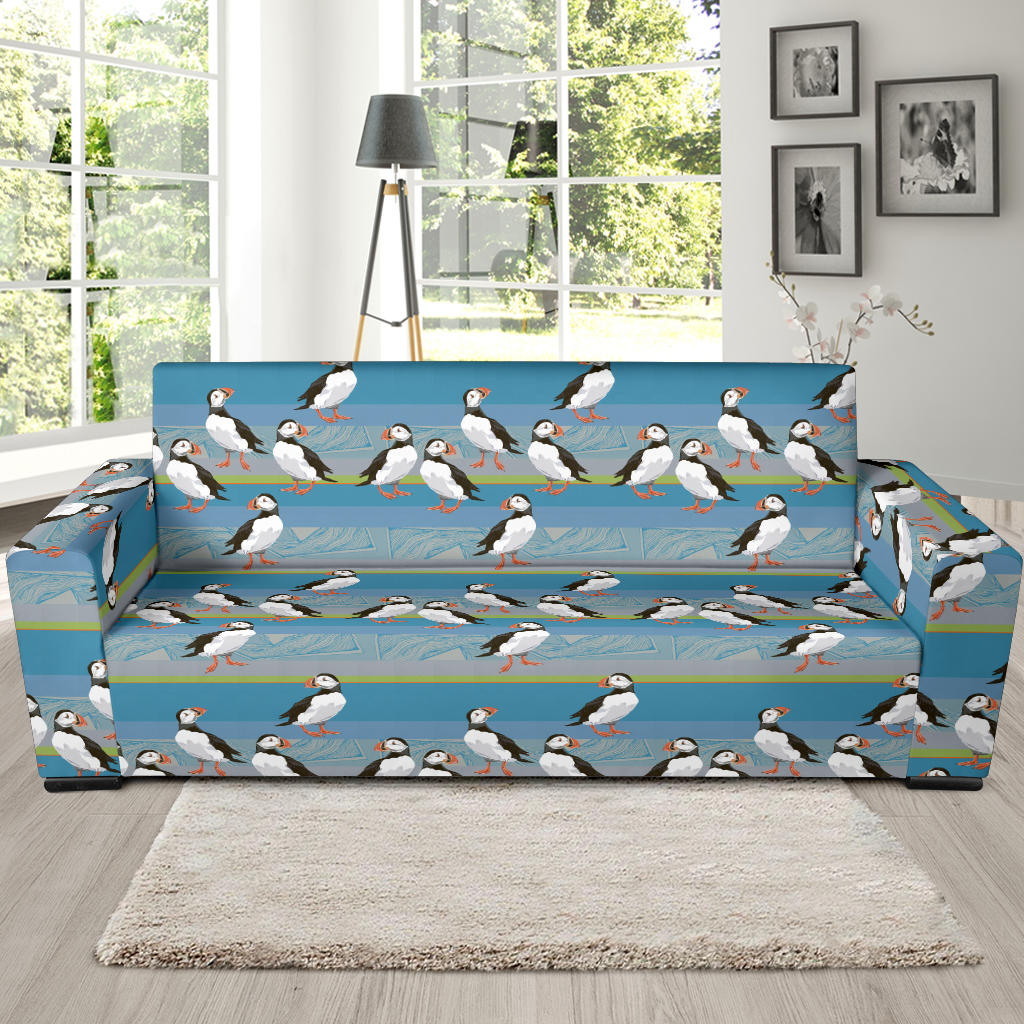 Puffin Pattern Print Design A01 Sofa Slipcover