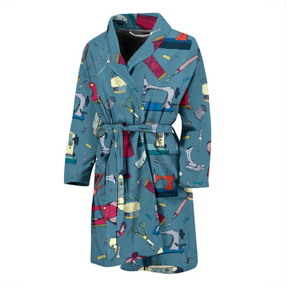 Sewing Equipment Print Design LKS301 Men Bathrobe