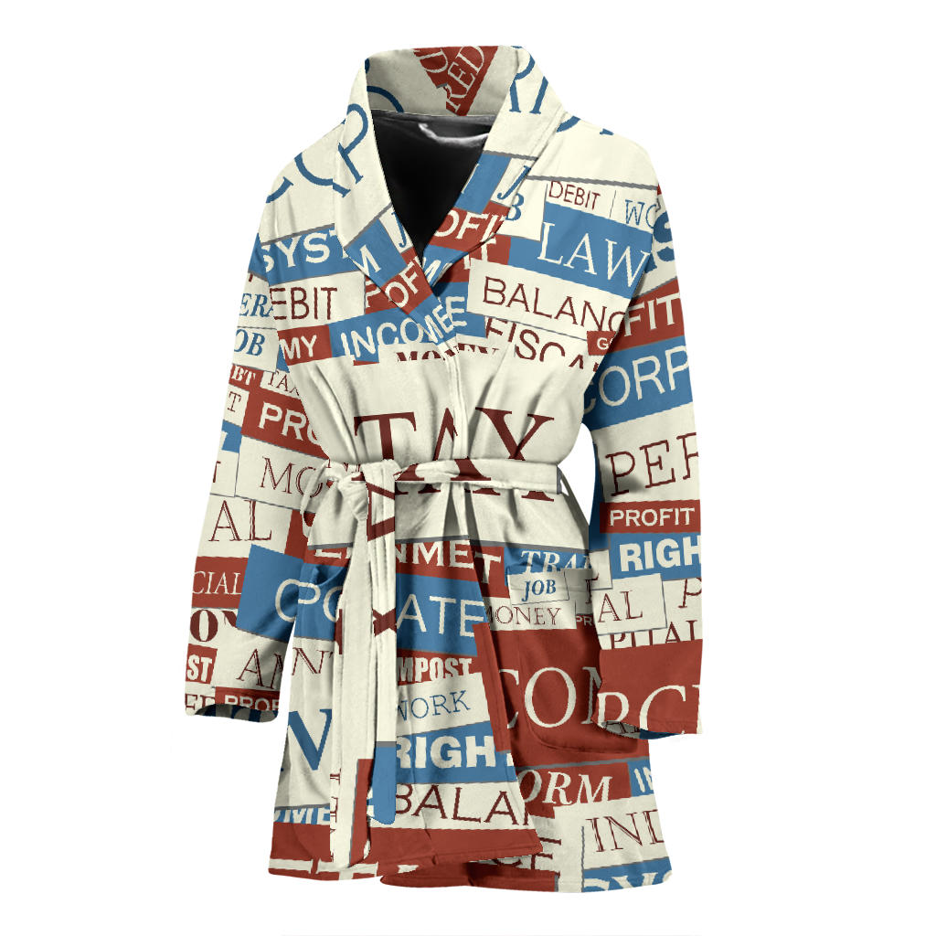 Accounting Financial Pattern Print Design 01 Women Bathrobe