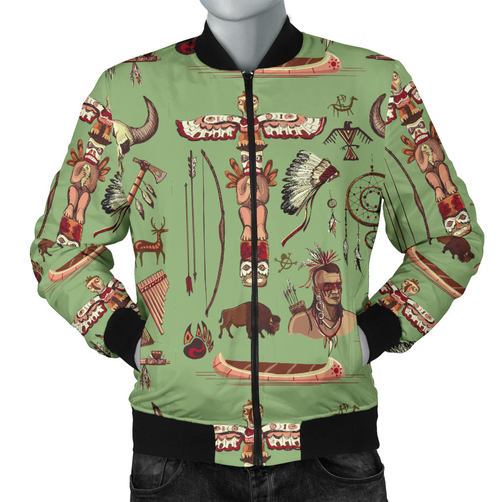 Native Indian Themed Design Print Men Bomber Jacket