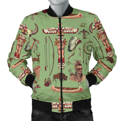 Native Indian Themed Design Print Men Bomber Jacket