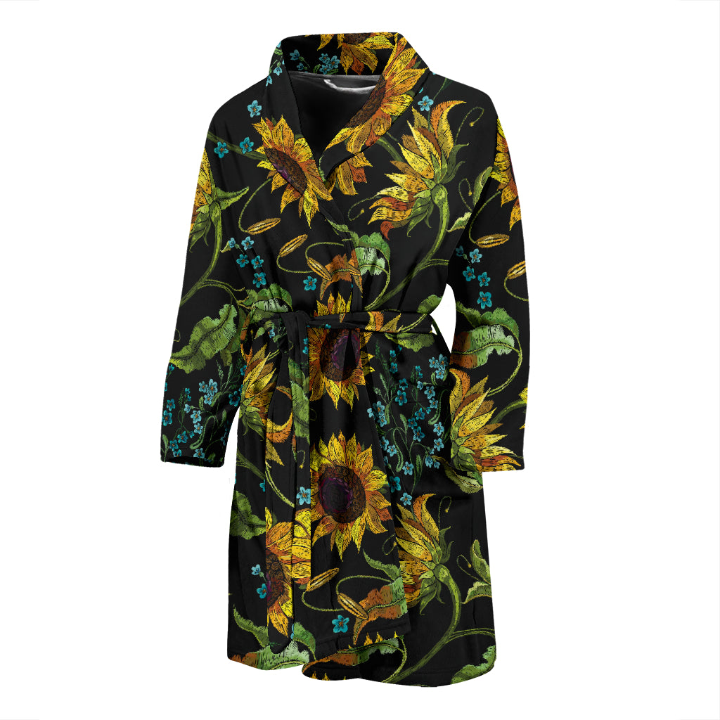 Sunflower Print Design LKS308 Men Bathrobe
