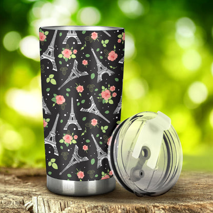 Eiffel Tower Rose Print Tumbler