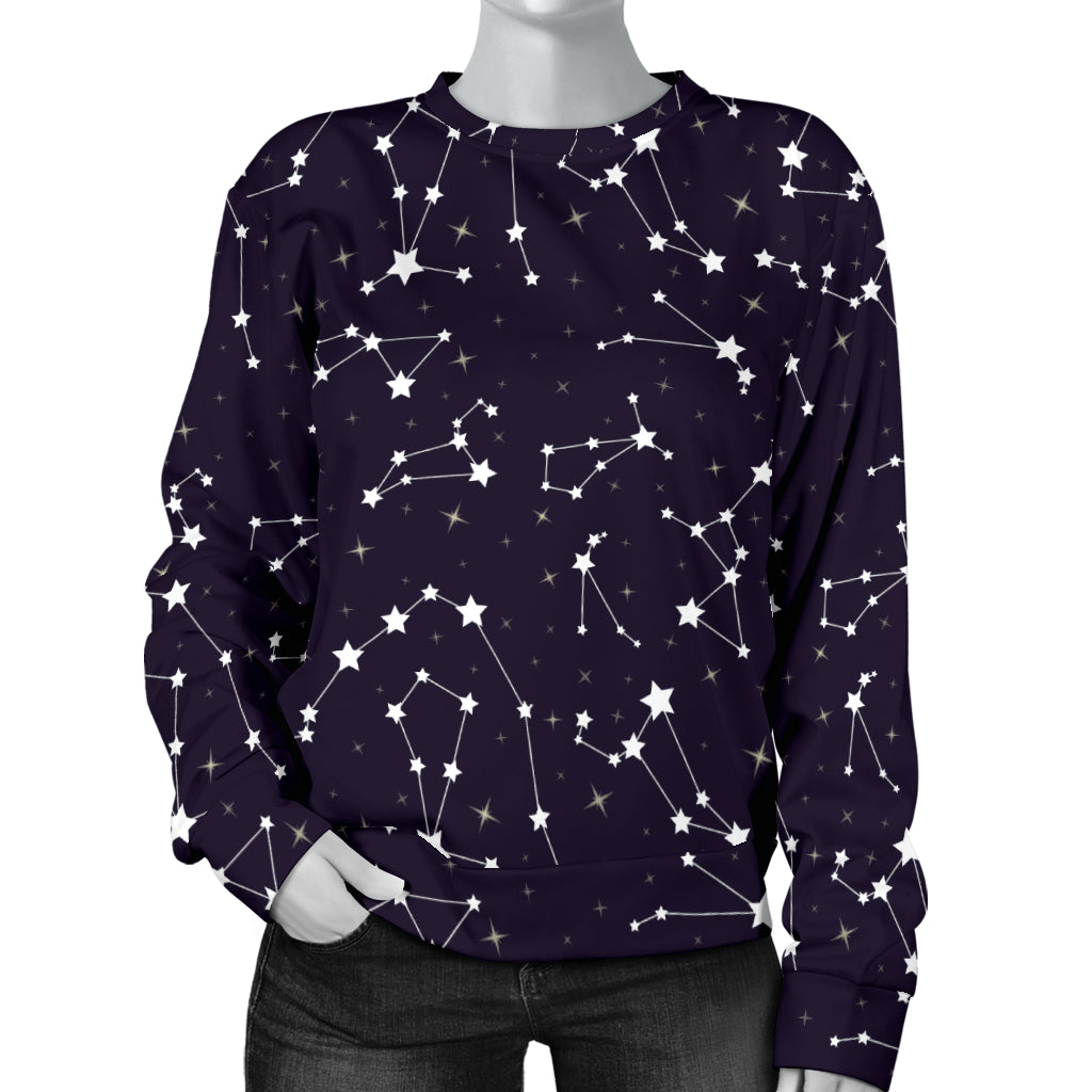Zodiac Star Pattern Design Print Women Long Sleeve Sweatshirt