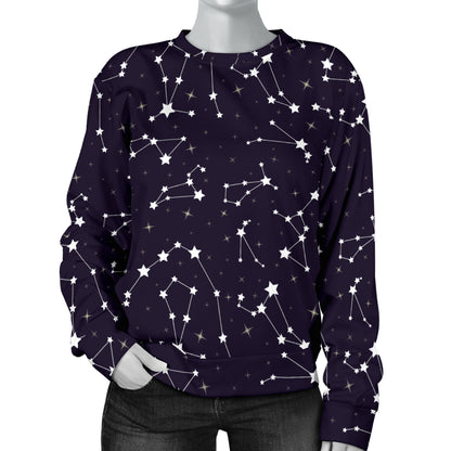 Zodiac Star Pattern Design Print Women Long Sleeve Sweatshirt