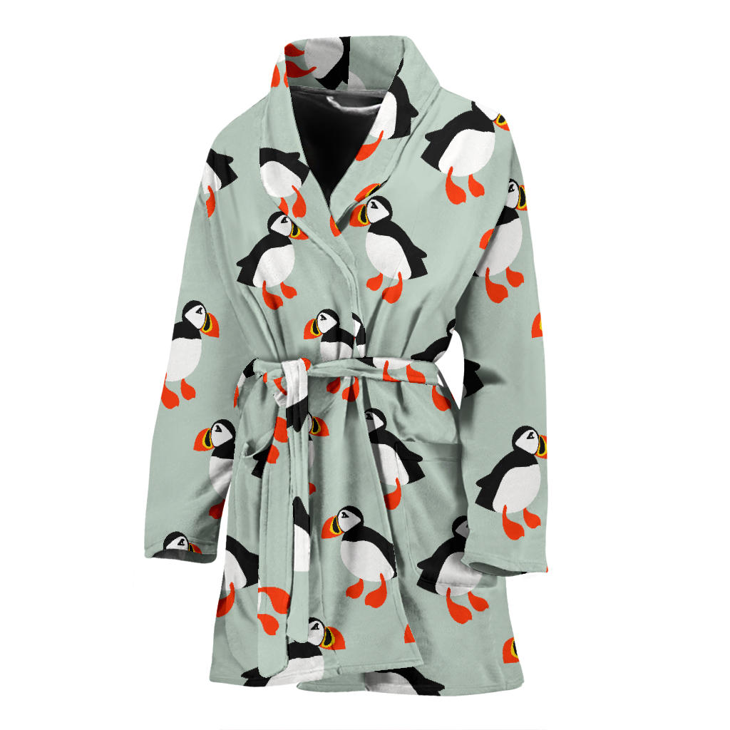 Puffin Pattern Print Design A03 Women Bathrobe