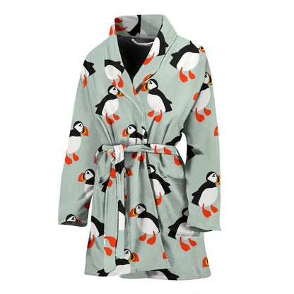 Puffin Pattern Print Design A03 Women Bathrobe