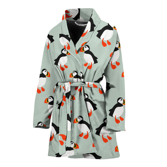 Puffin Pattern Print Design A03 Women Bathrobe