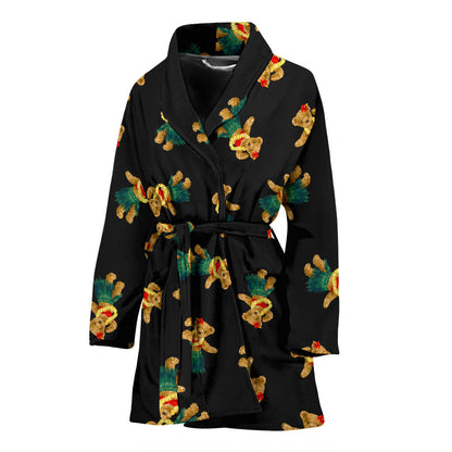 Hula Bear Pattern Print Design 06 Women Bathrobe