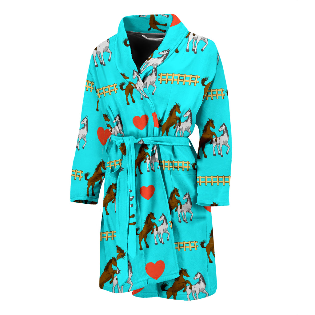 Horse Couple Love Print Design LKS309 Men Bathrobe