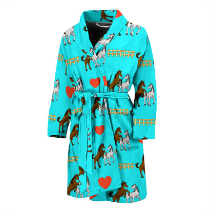 Horse Couple Love Print Design LKS309 Men Bathrobe