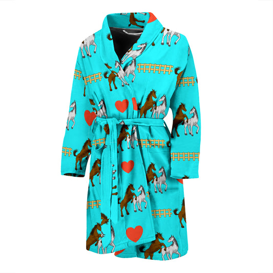 Horse Couple Love Print Design LKS309 Men Bathrobe