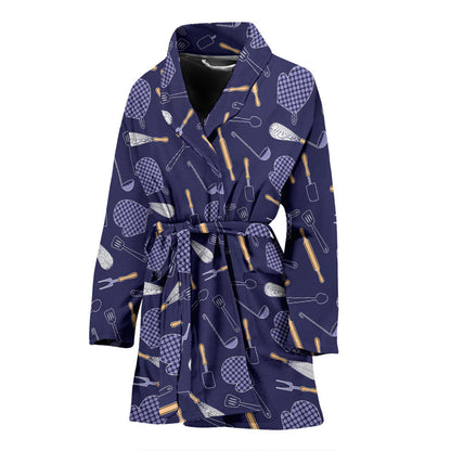 Cooking Kitchen Tools Pattern Print Design 04 Women Bathrobe