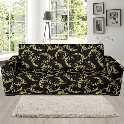 Baroque Golden Pattern Print Design 01 Sofa Slipcover