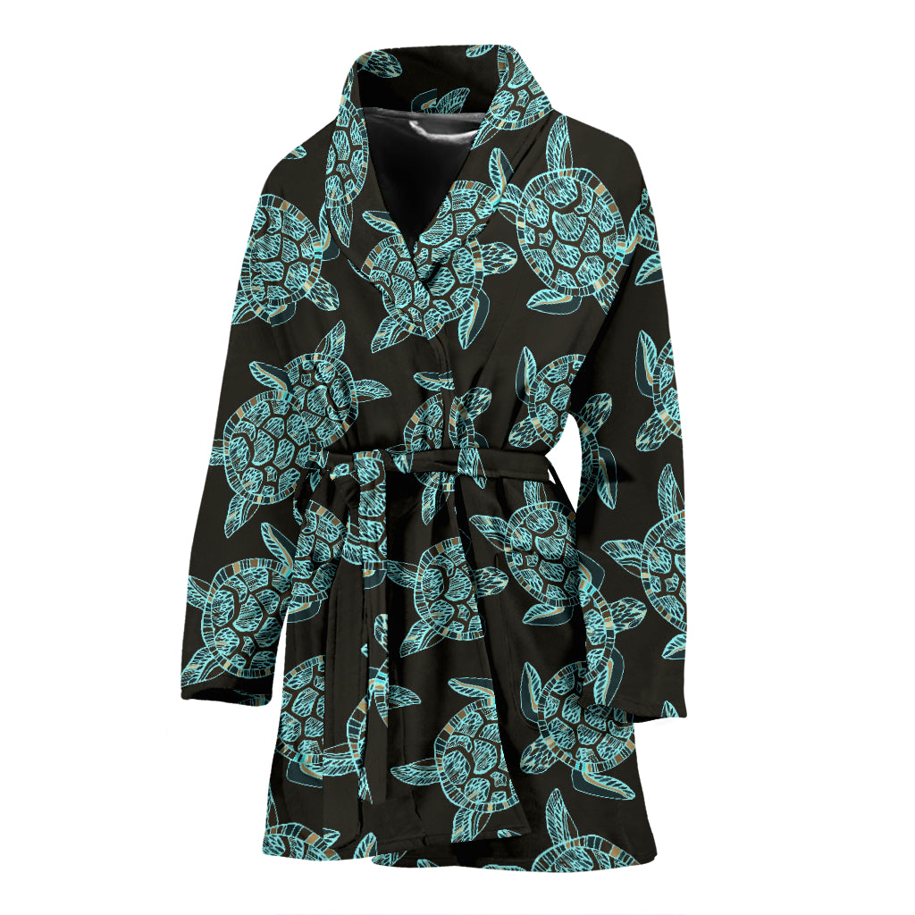 Sea Turtle Print Design LKS302 Women Bathrobe