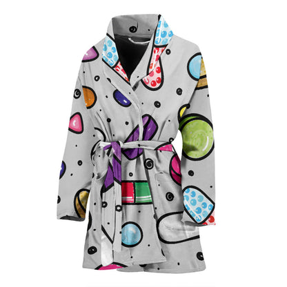 Pill Pattern Print Design A04 Women Bathrobe