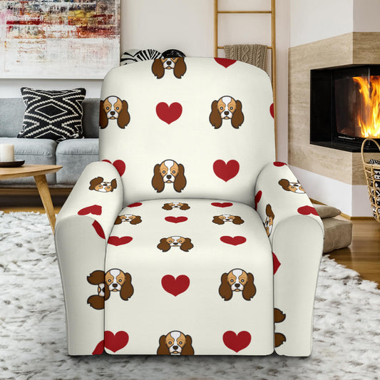 Cavalier King Charles Spaniels Pattern Print Design 01 Recliner Slipcover with Pocket