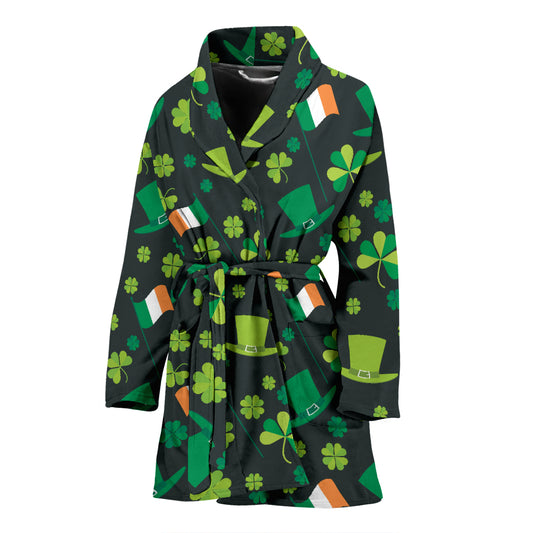 Shamrock Saint Patrick's Day Print Design LKS304 Women Bathrobe