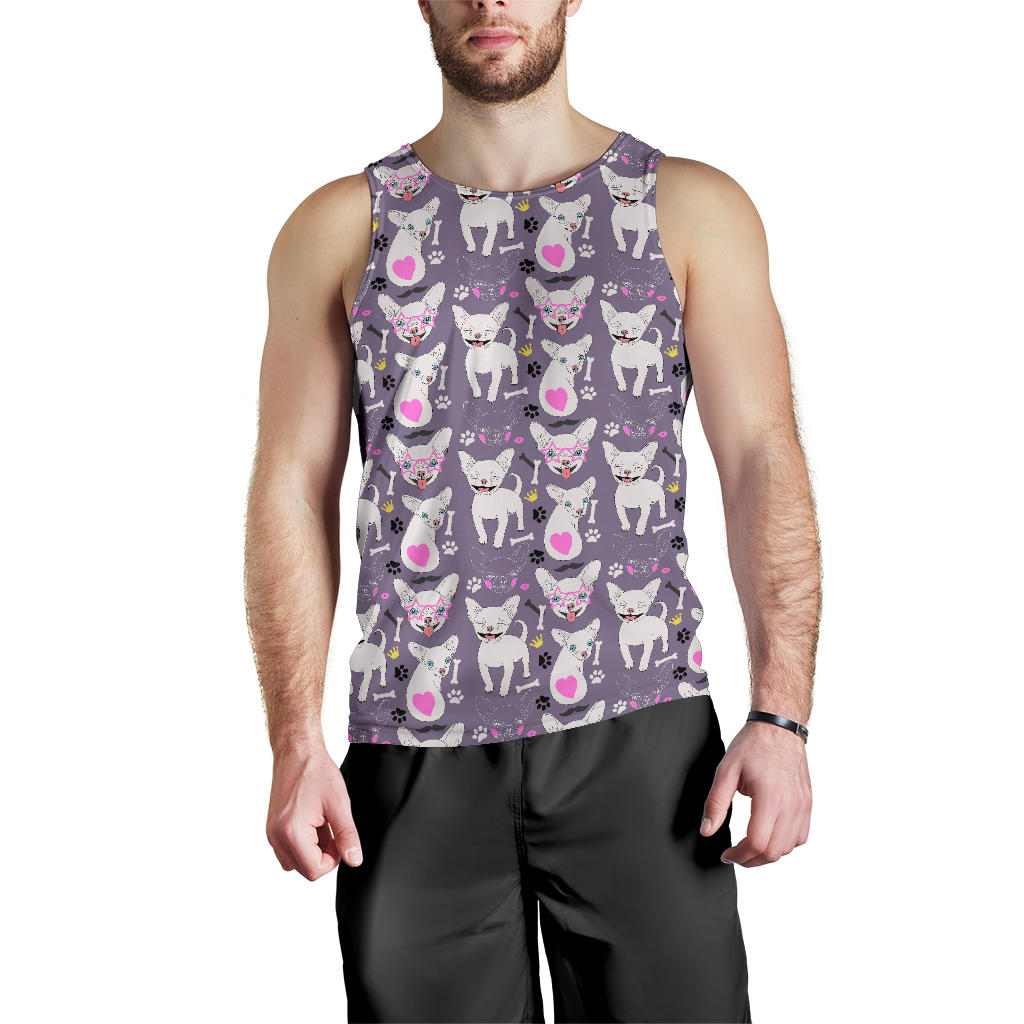 Chihuahua Happy Pattern Men Tank Top