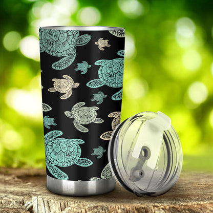 Sea Turtle Stamp Pattern Tumbler