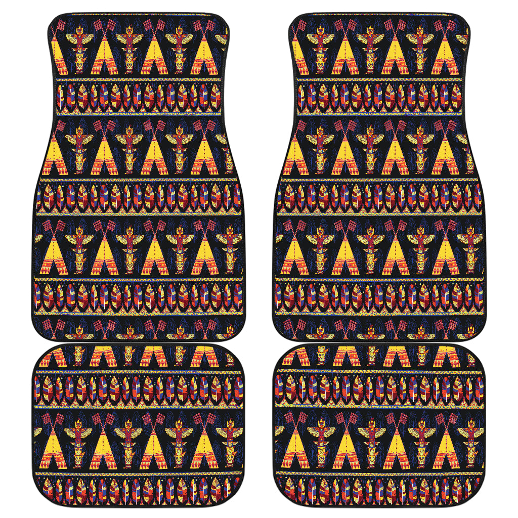 Totem Pole Design Car Floor Mats Front Back