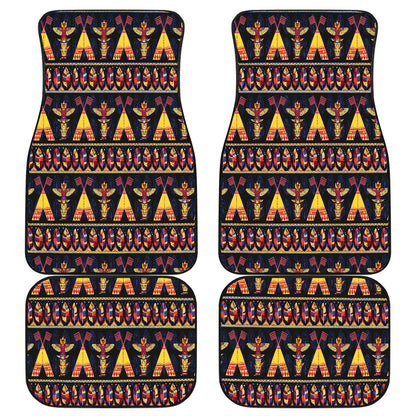 Totem Pole Design Car Floor Mats Front Back