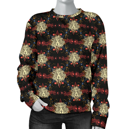 Zodiac Leo Pattern Design Print Women Long Sleeve Sweatshirt