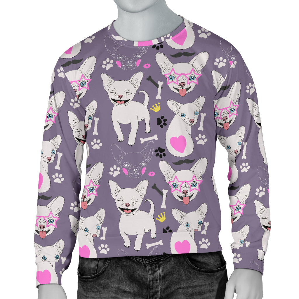Chihuahua Happy Pattern Men Long Sleeve Sweatshirt