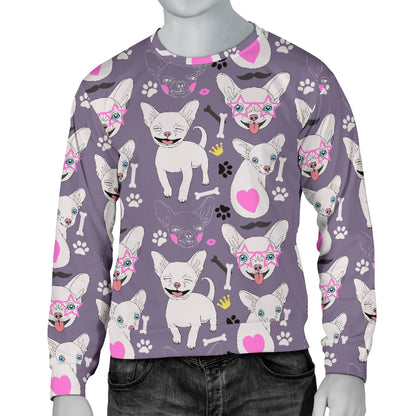 Chihuahua Happy Pattern Men Long Sleeve Sweatshirt