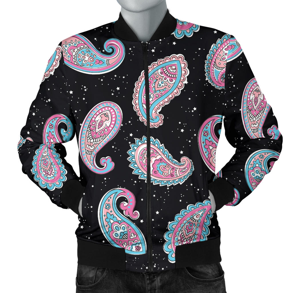 Paisley Pink Design Mandala Print Men Bomber Jacket