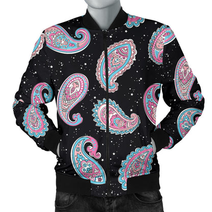 Paisley Pink Design Mandala Print Men Bomber Jacket