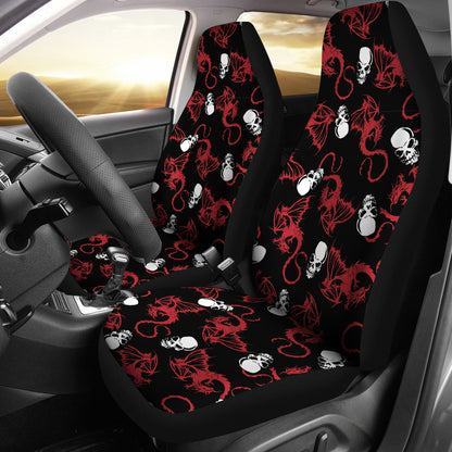 Skull With Red Dragon Print Design LKS304 Car Seat Covers