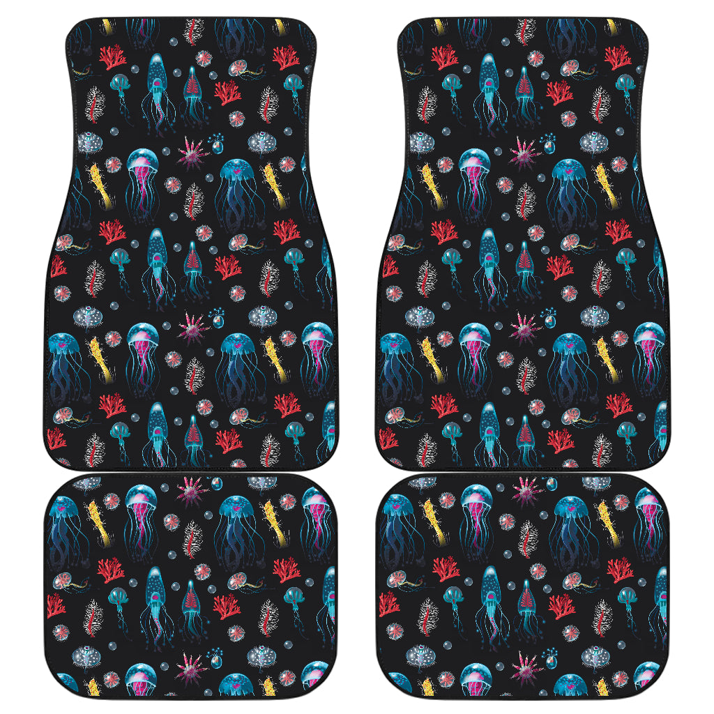 Jellyfish Underwater Print Car Floor Mats Front Back