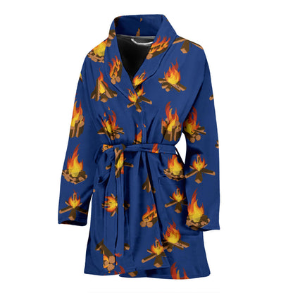 Campfire Pattern Print Design 03 Women Bathrobe