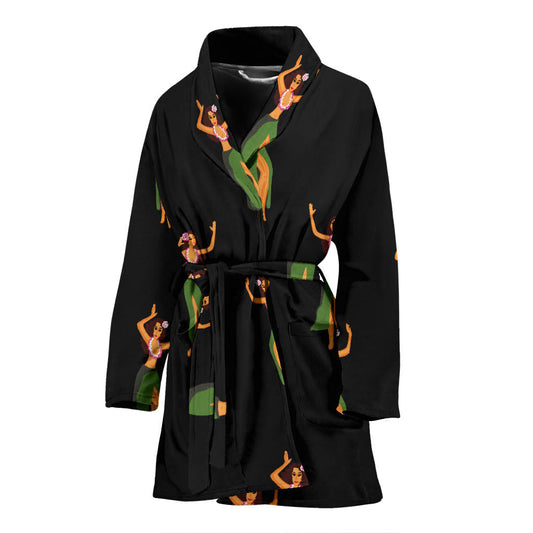 Hula Dancers Girl Pattern Print Design 01 Women Bathrobe