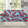 Lobster Red Pattern Print Design 03 Sofa Slipcover