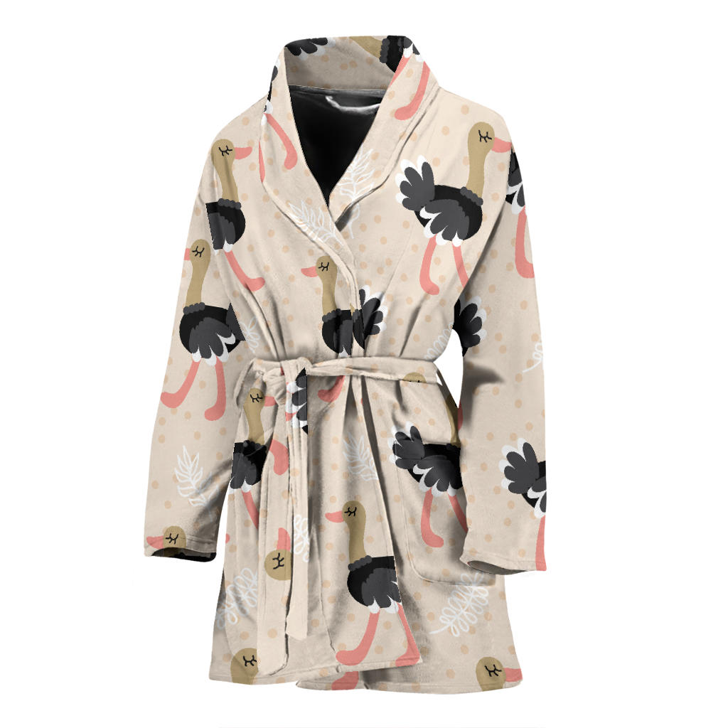 Ostrich Pattern Print Design 02 Women Bathrobe