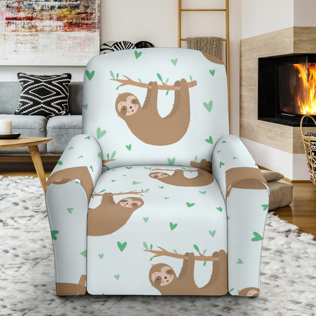 Sloth Print Design LKS308 Recliner Slipcover with Pocket
