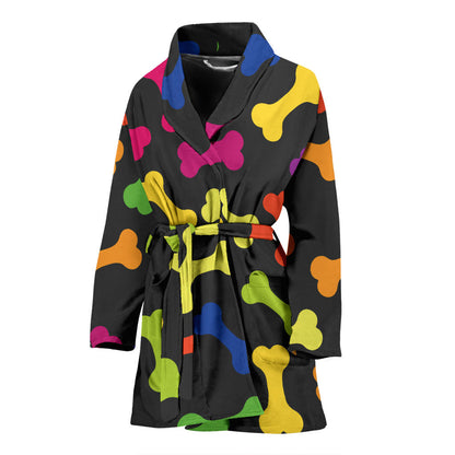 Dog Bone Neon Color Pattern Print Design 02 Women Bathrobe