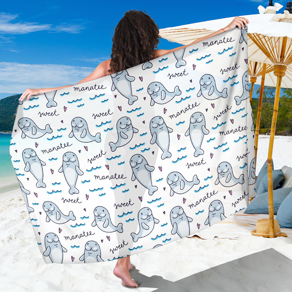 Manatee Baby Pattern Print Design 03 Sarong Pareo Wrap
