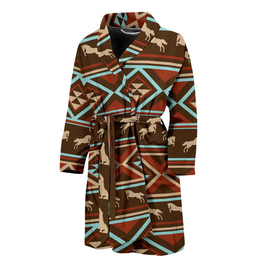 Western Horse Pattern Print LKS301 Men Bathrobe