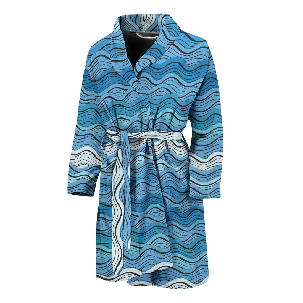Wave Print Design LKS301 Men Bathrobe