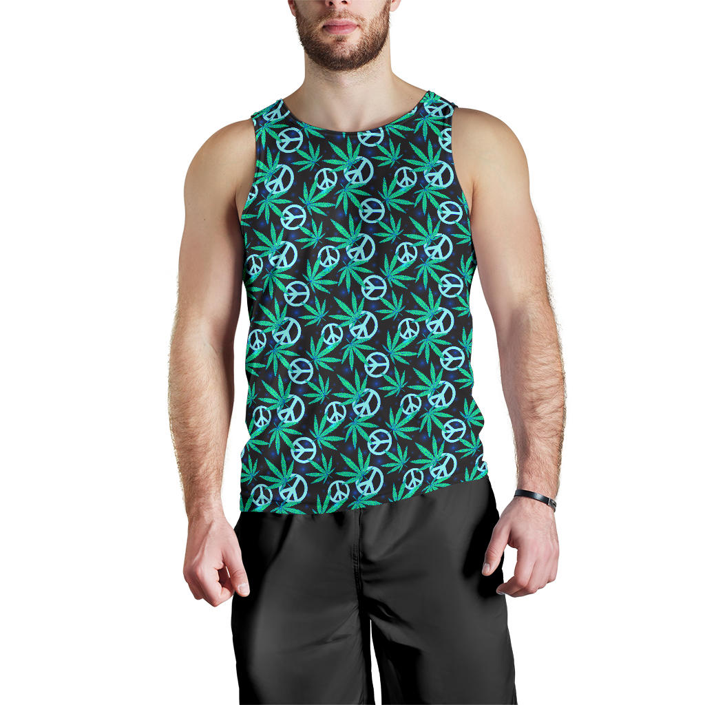 Peace Sign Themed Design Print Men Tank Top