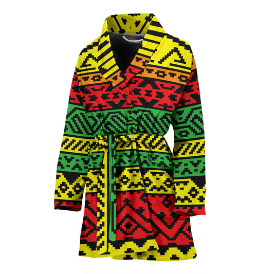 Rastafarian Pattern Print Design A02 Women Bathrobe