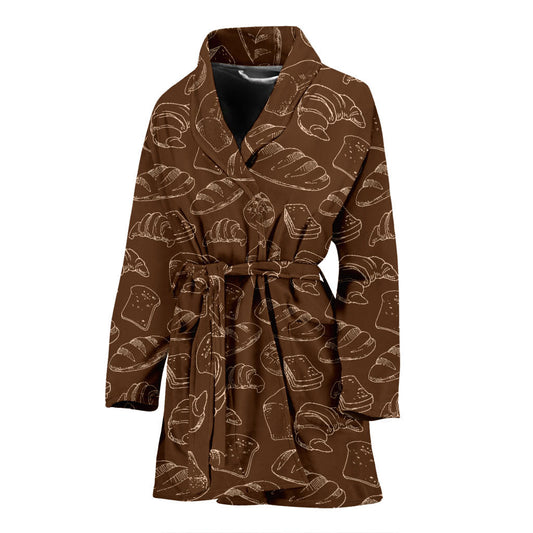 Bread Pattern Print Design 02 Women Bathrobe