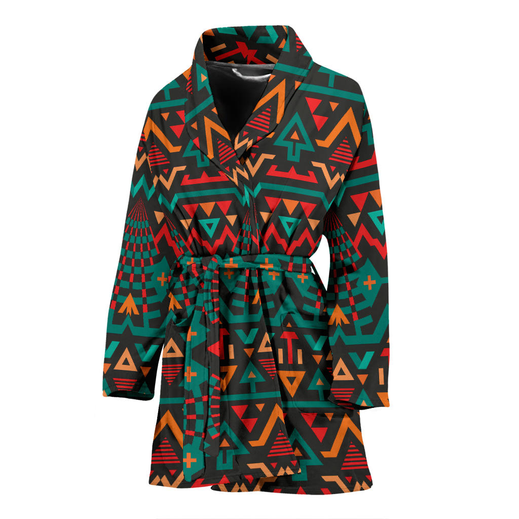 Aztec Pattern Print Design 04 Women Bathrobe