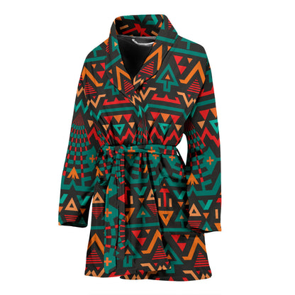 Aztec Pattern Print Design 04 Women Bathrobe