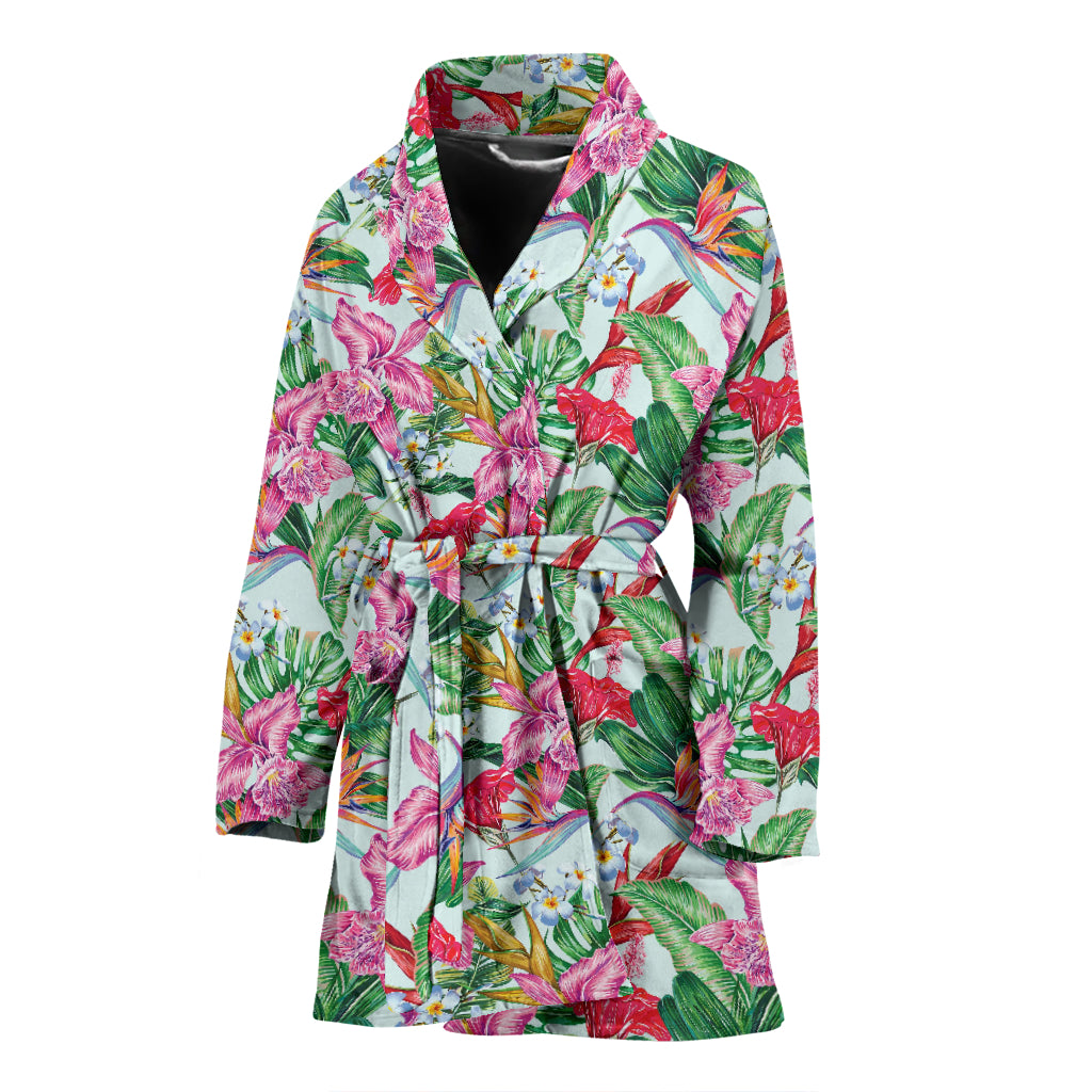 Tropical Flower Print Design LKS304 Women Bathrobe