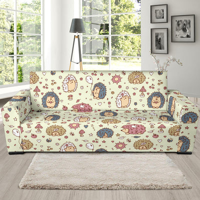 Hedgehog Cute Pattern Print Design 01 Sofa Slipcover