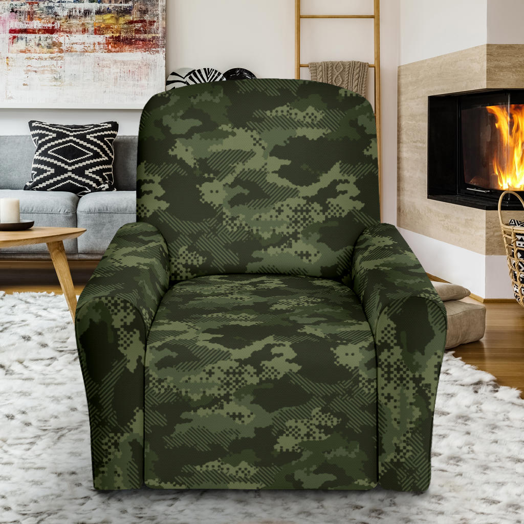 Army Camouflage Pattern Print Design 02 Recliner Slipcover with Pocket